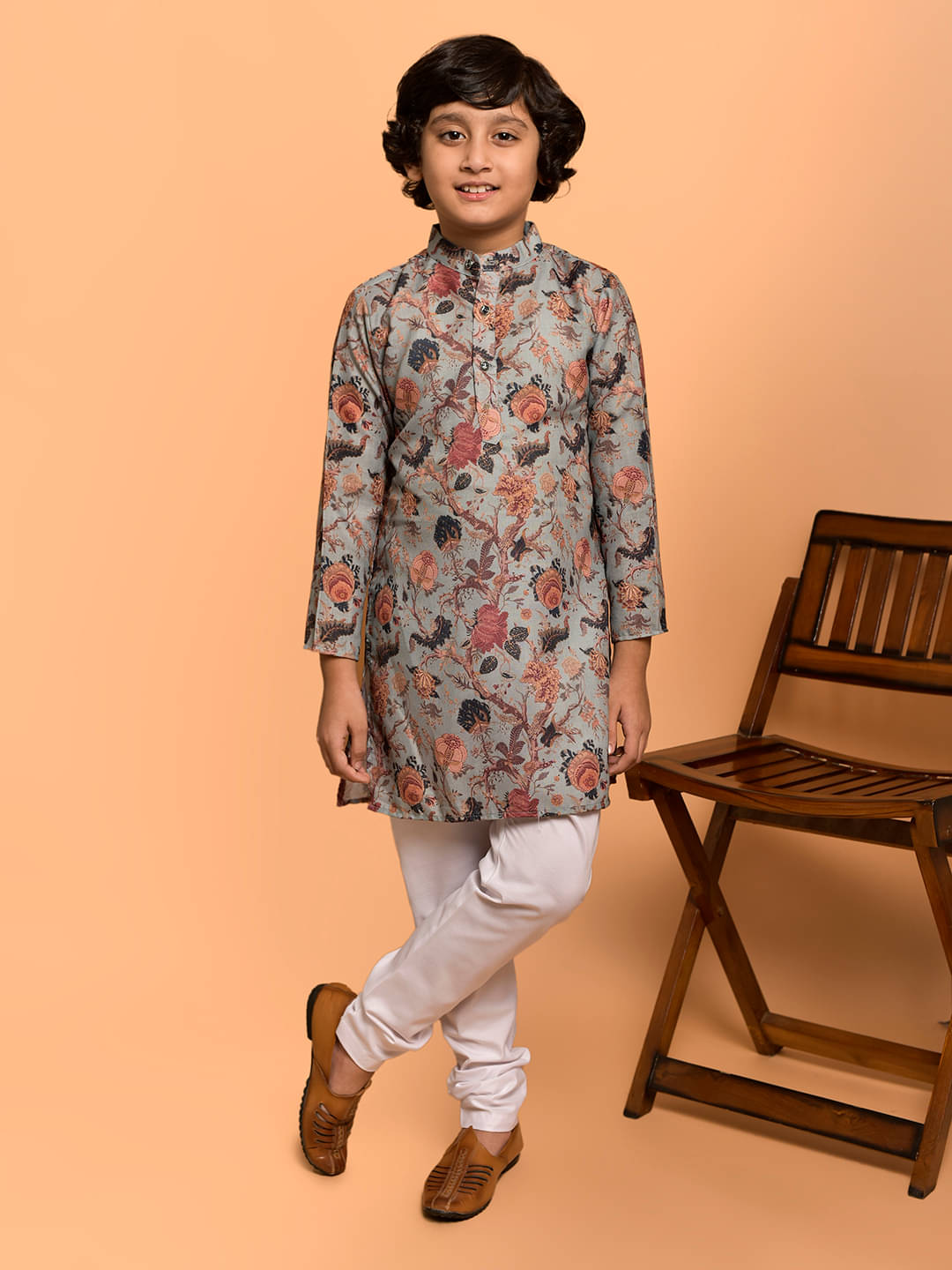 PRINTCULTR Boys Cotton Blend Grey Kurta Churidar Set ( Pack of 1 ) PRINTCULTR Boys Cotton Blend Grey Kurta Churidar Set ( Pack of 1 )