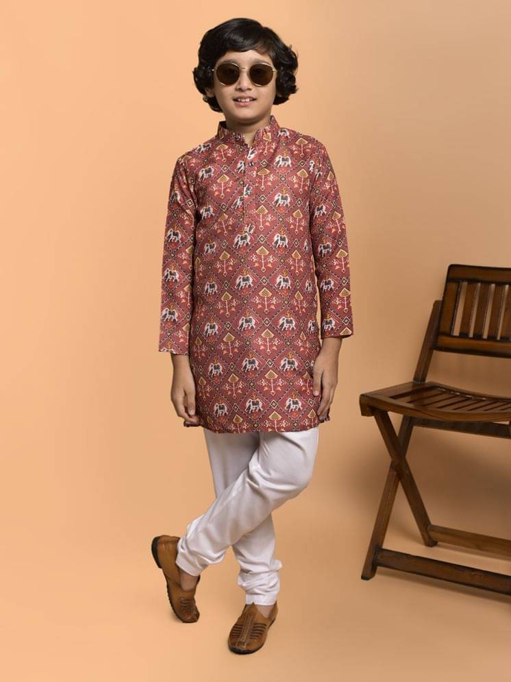 PRINTCULTR Boys Cotton Blend Maroon Kurta Churidar Set ( Pack of 1 ) PRINTCULTR Boys Cotton Blend Maroon Kurta Churidar Set ( Pack of 1 )