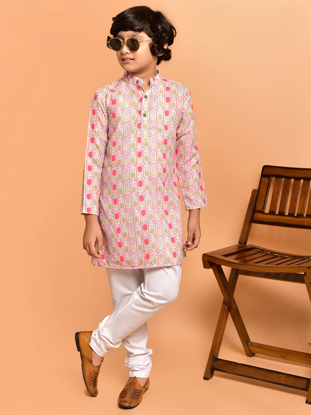 PRINTCULTR Boys Cotton Blend Pink Kurta Churidar Set ( Pack of 1 ) PRINTCULTR Boys Cotton Blend Pink Kurta Churidar Set ( Pack of 1 )