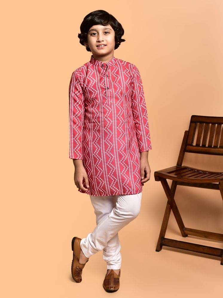 PRINTCULTR Boys Cotton Blend Red Kurta Churidar Set ( Pack of 1 ) PRINTCULTR Boys Cotton Blend Red Kurta Churidar Set ( Pack of 1 )