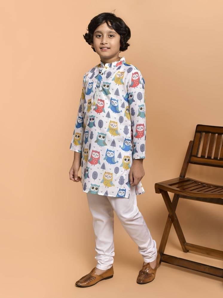 PRINTCULTR Boys Cotton Blend White Kurta Churidar Set ( Pack of 1 ) PRINTCULTR Boys Cotton Blend White Kurta Churidar Set ( Pack of 1 )