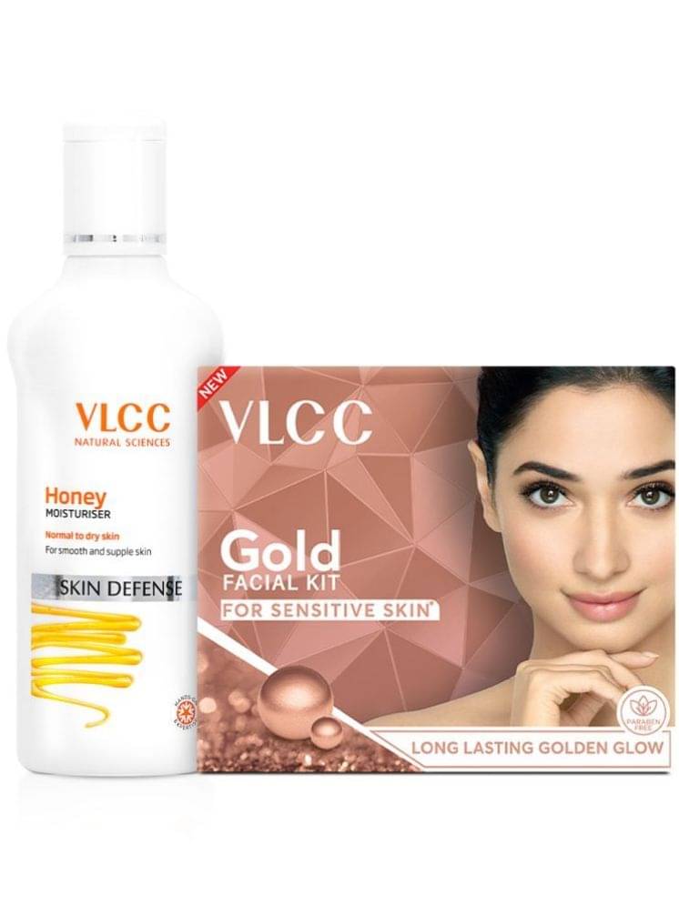     			VLCC Honey Moisturiser For Deep Moisturization & Nourishes Skin 100ml & Gold Facial kit- Sensitive Skin 60g
