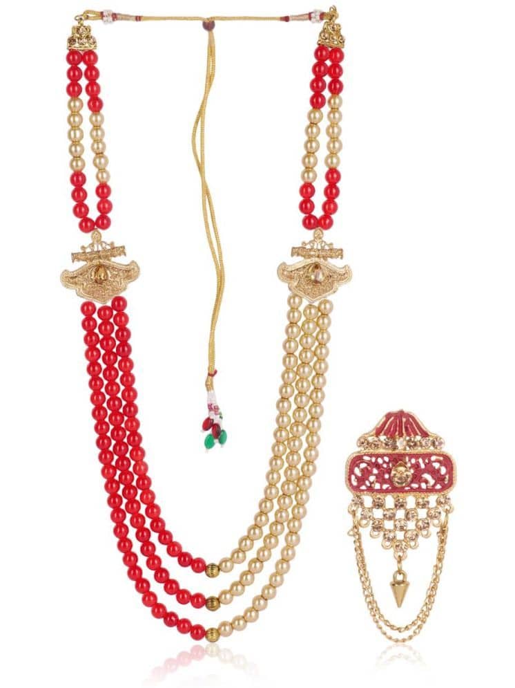 Wedding Groom Mala & Brooch Set for Men - Jewellery Sets | Buy online on ZillyBuy