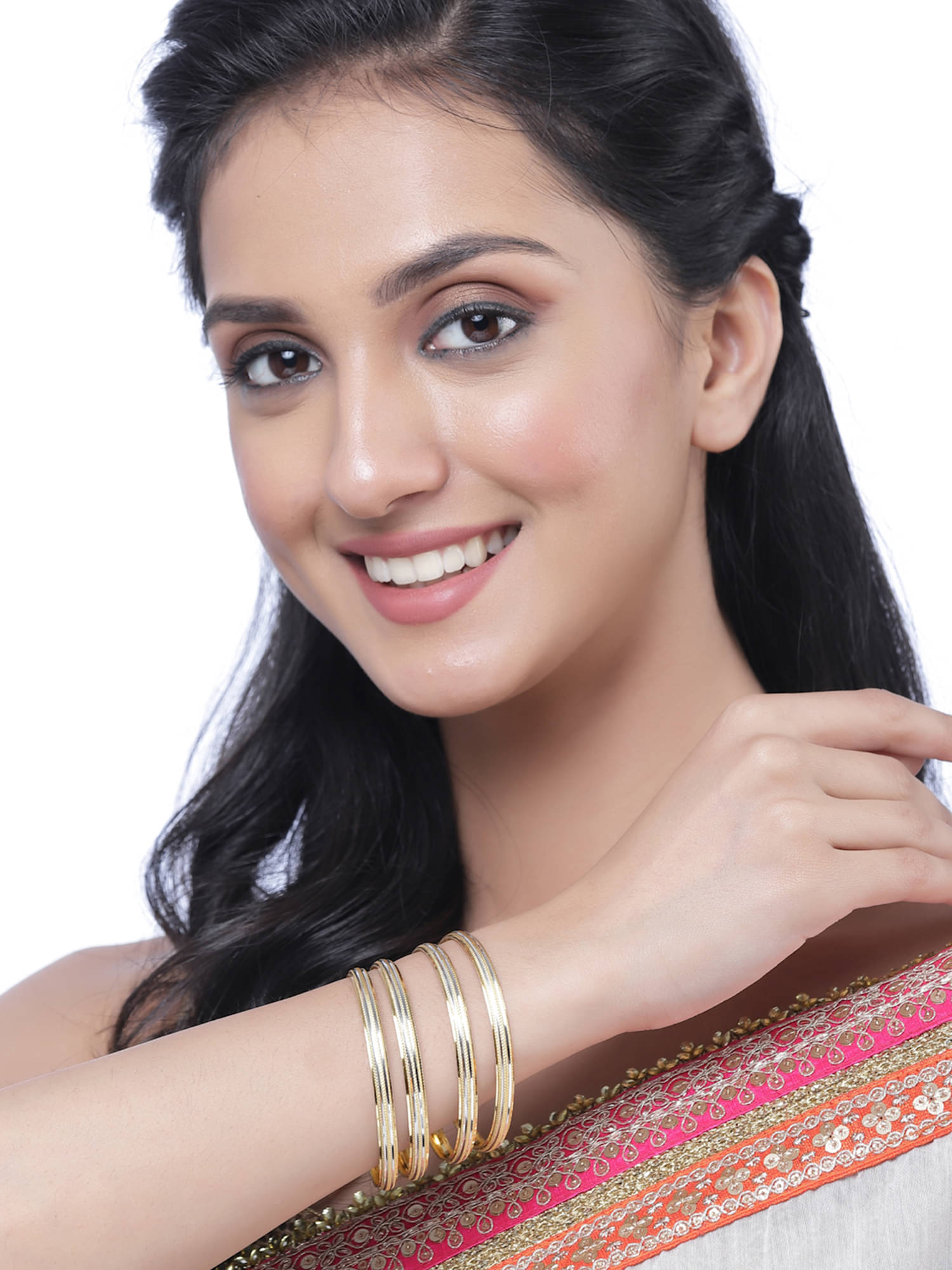    			Zeneme Gold Bangle ( Pack of 4 )