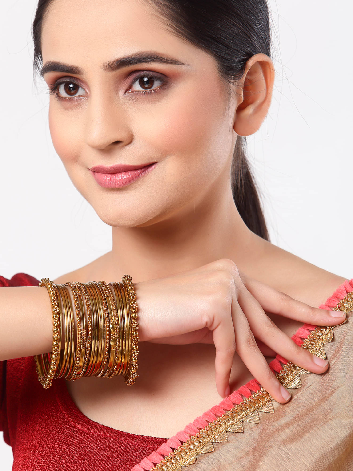     			Zeneme Gold Bangle Set ( Pack of 1 )