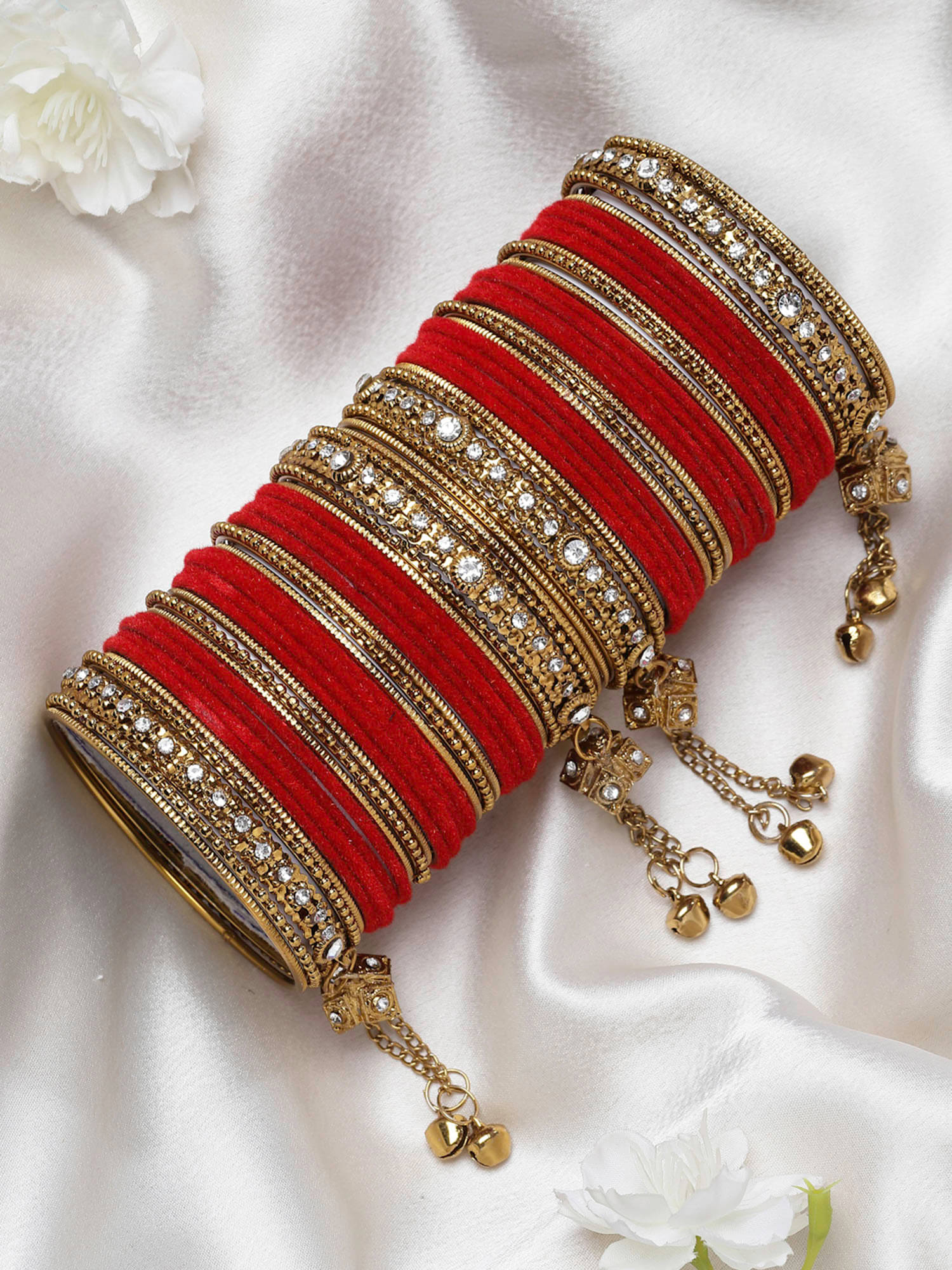     			Zeneme Red Bangle Set ( Pack of 1 )