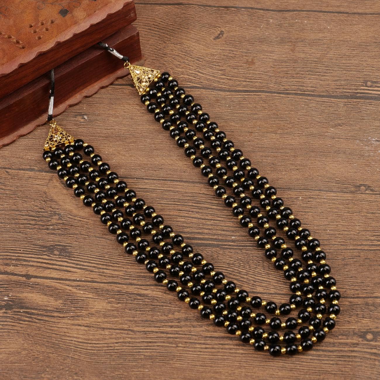 pearl beads Dulha groom sherwani Necklace/Moti Mala for Men for wedding | Exquisite Groom Mala | Perfect for Grooms - Jewellery Sets | Buy online on ZillyBuy