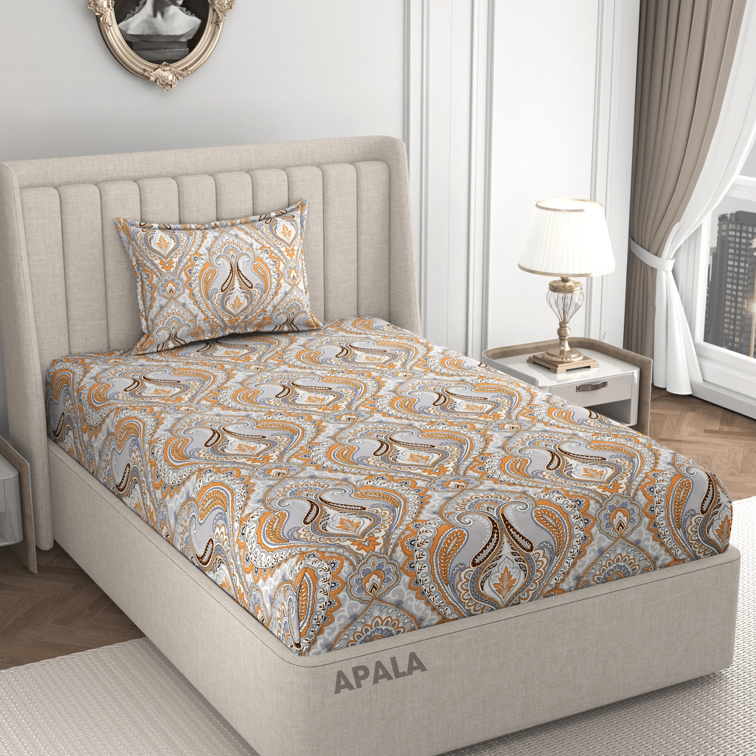     			Apala Microfiber 1 Single Bedsheet with 1 Pillow Cover ( Cream )