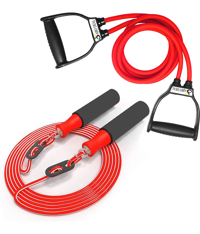 COMBO DOUBLE TONING TUBE AND FOAM SKIPPING ROPE for Belly Fat Loss & Resistance band for Gym Workout - Sports and Fitness Equipment | Buy online on ZillyBuy