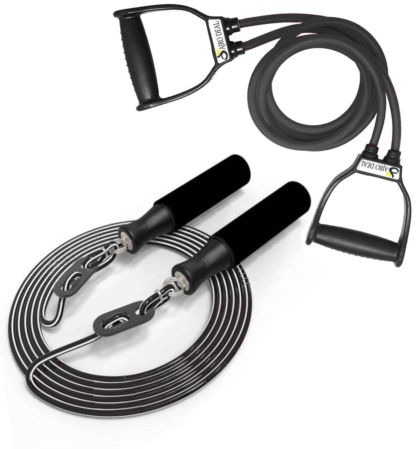 COMBO DOUBLE TONING TUBE AND FOAM SKIPPING ROPE for Belly Fat Loss & Resistance band for Gym Workout COMBO DOUBLE TONING TUBE AND FOAM SKIPPING ROPE for Belly Fat Loss & Resistance band for Gym Workout