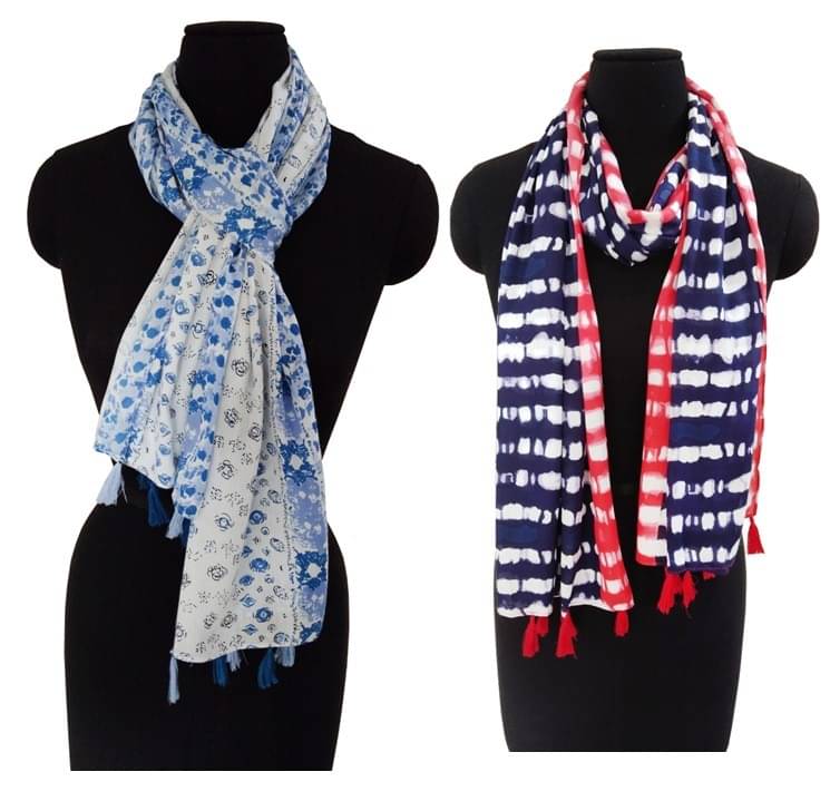     			JVNINE Multicolor Viscose Women's Scarf ( Pack of 2 )