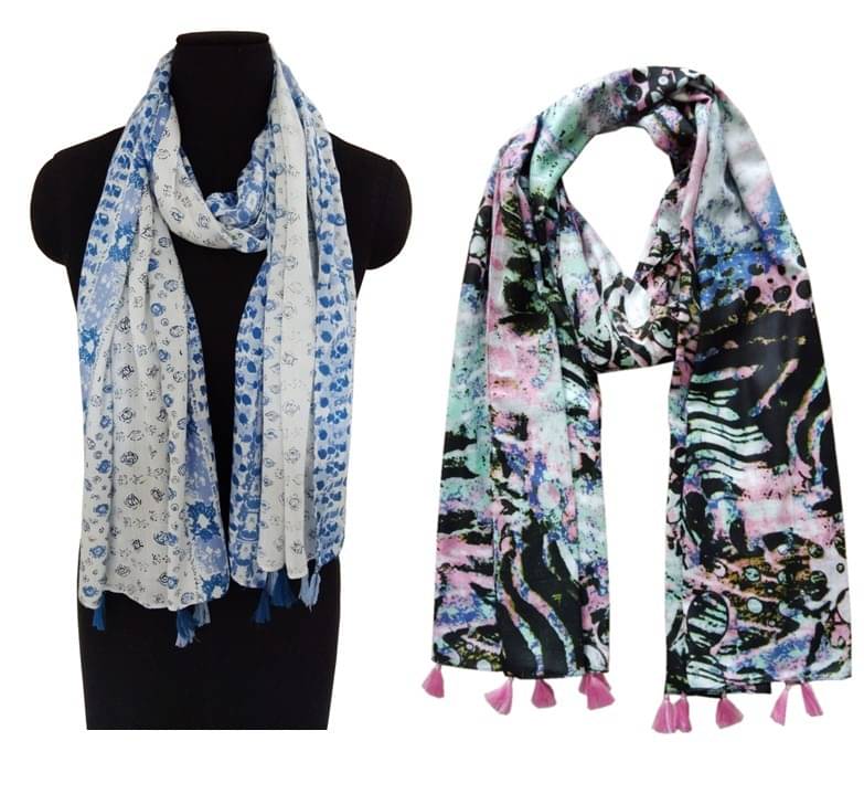     			JVNINE Multicolor Viscose Women's Scarf ( Pack of 2 )