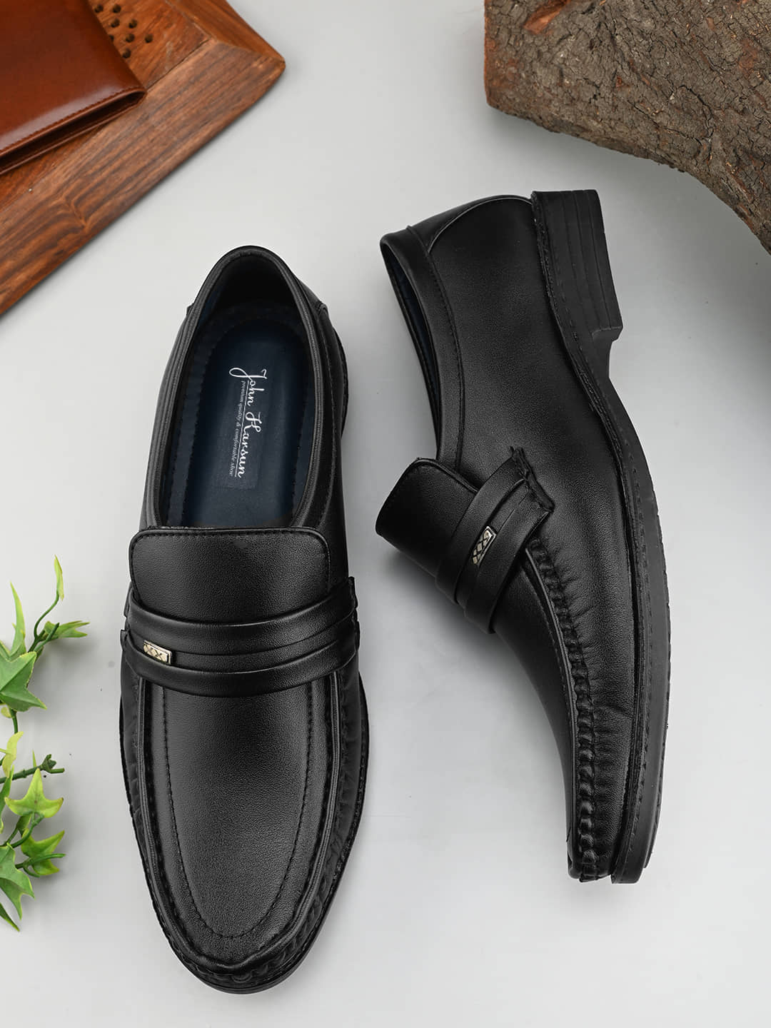 John Karsun Black Men's Slip On Formal Shoes - Formal Shoes | Buy online on ZillyBuy