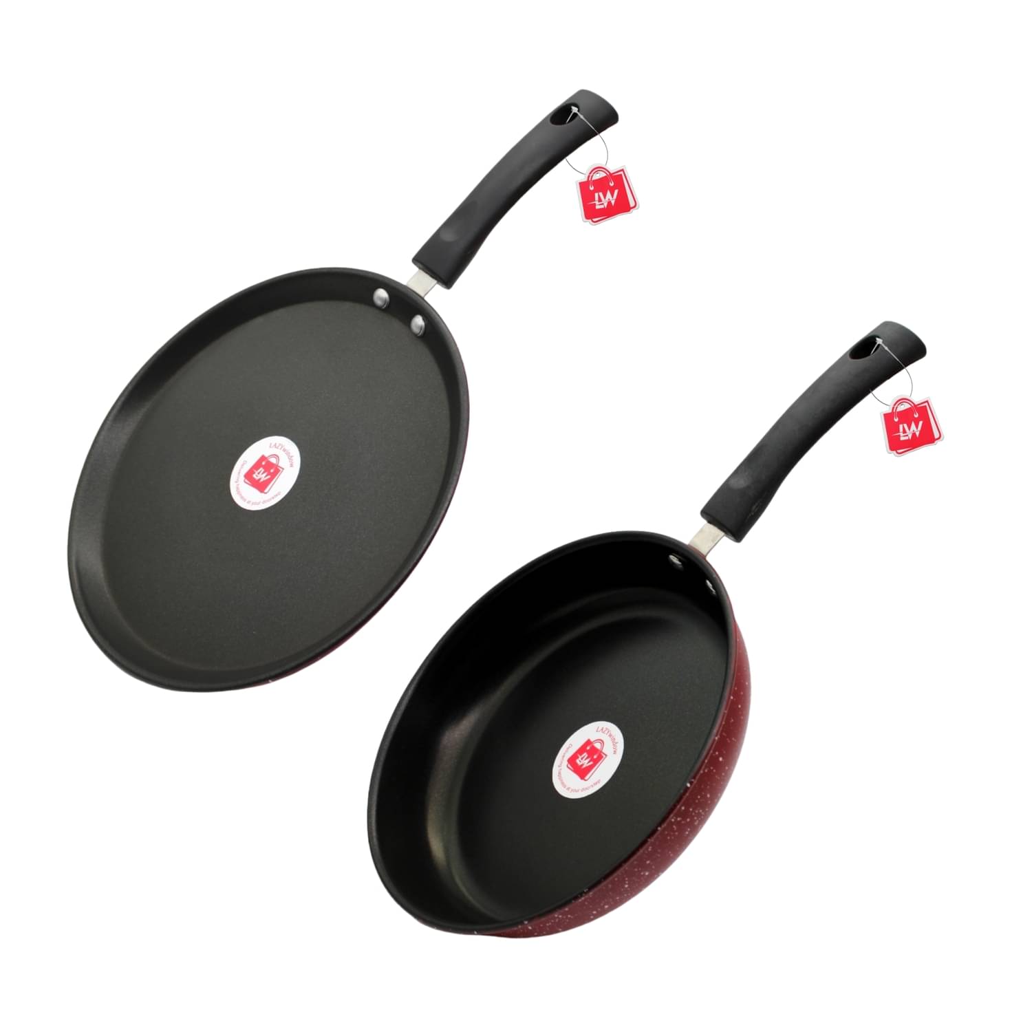     			LAZYWINDOW Fry Pan & Tawa Maroon Hard Anodised Non-Stick Cookware Sets ( Set of 1 )