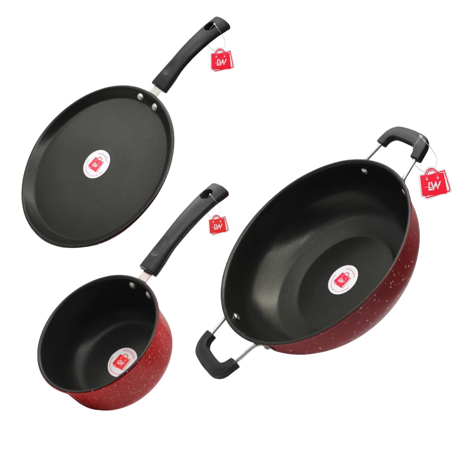 LAZYWINDOW Maroon Hard Anodised Non-Stick Cookware Sets ( Set of 1 ) - Cookware | Buy online on ZillyBuy