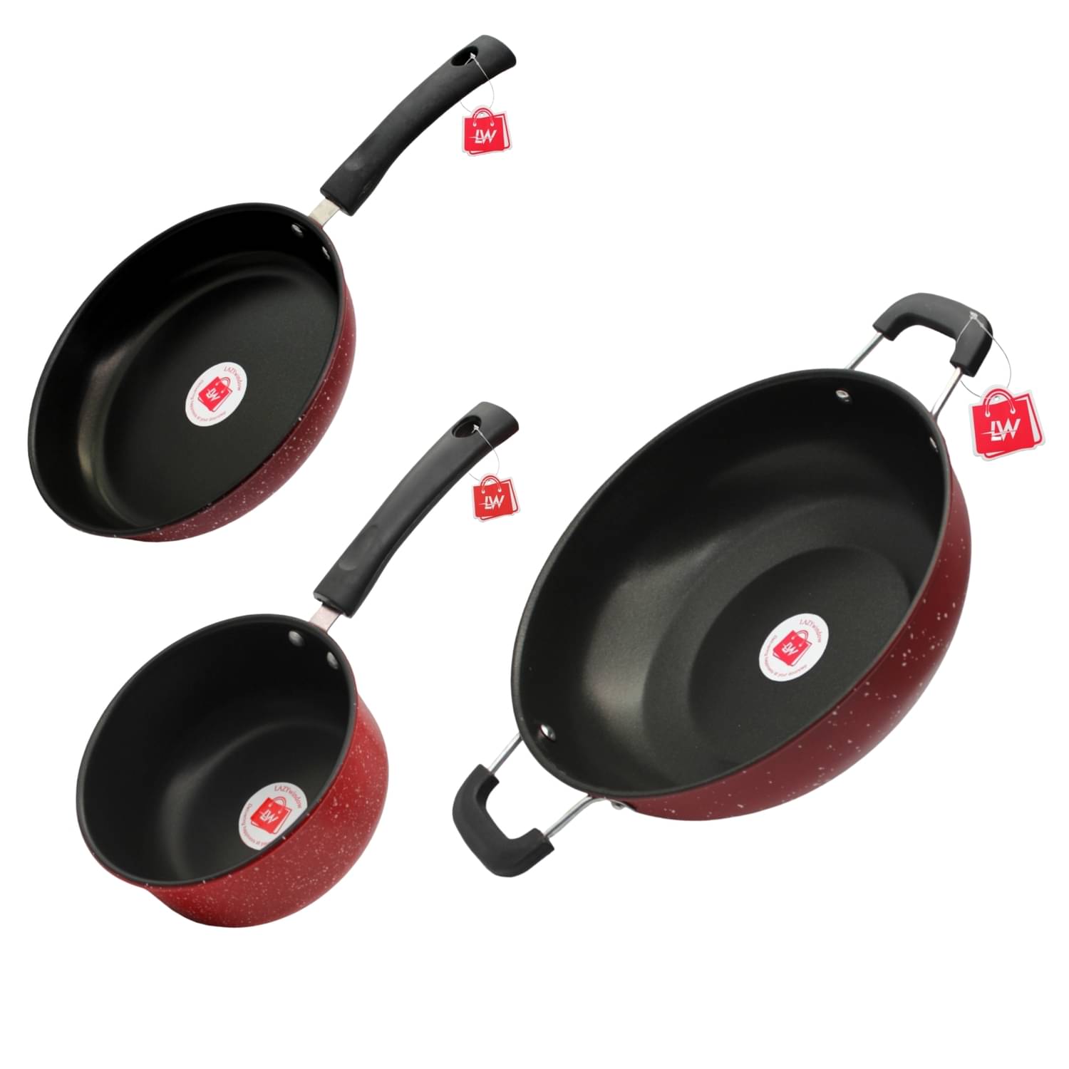 LAZYWINDOW Souce/Fry Pan Kadhai Maroon Hard Anodised Non-Stick Cookware Sets ( Set of 1 ) LAZYWINDOW Souce/Fry Pan Kadhai Maroon Hard Anodised Non-Stick Cookware Sets ( Set of 1 )