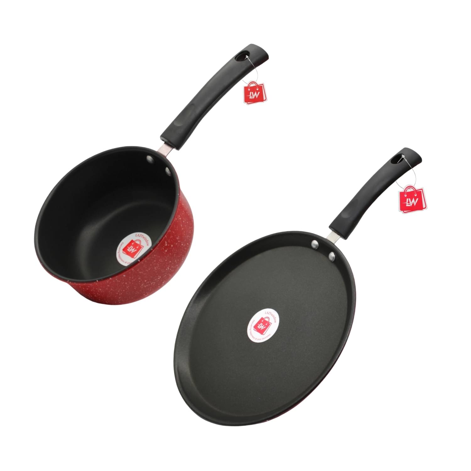 LAZYWINDOW Souce Pan & Tawa Maroon Hard Anodised Non-Stick Cookware Sets ( Set of 1 ) LAZYWINDOW Souce Pan & Tawa Maroon Hard Anodised Non-Stick Cookware Sets ( Set of 1 )