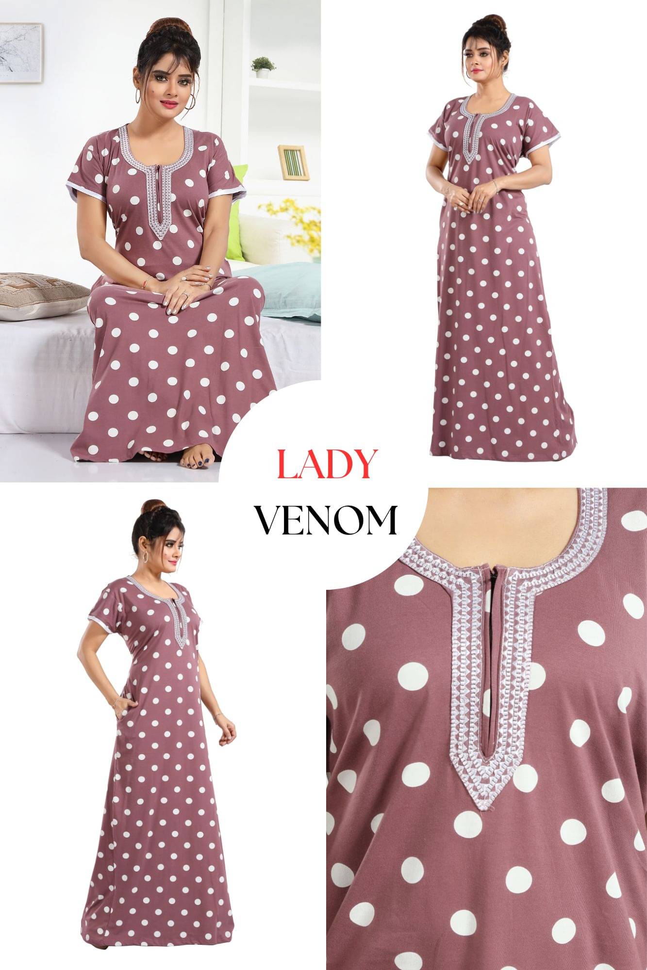     			Ladyvenom Brown Cotton Women's Nightwear Nighty & Night Gowns ( Pack of 1 )