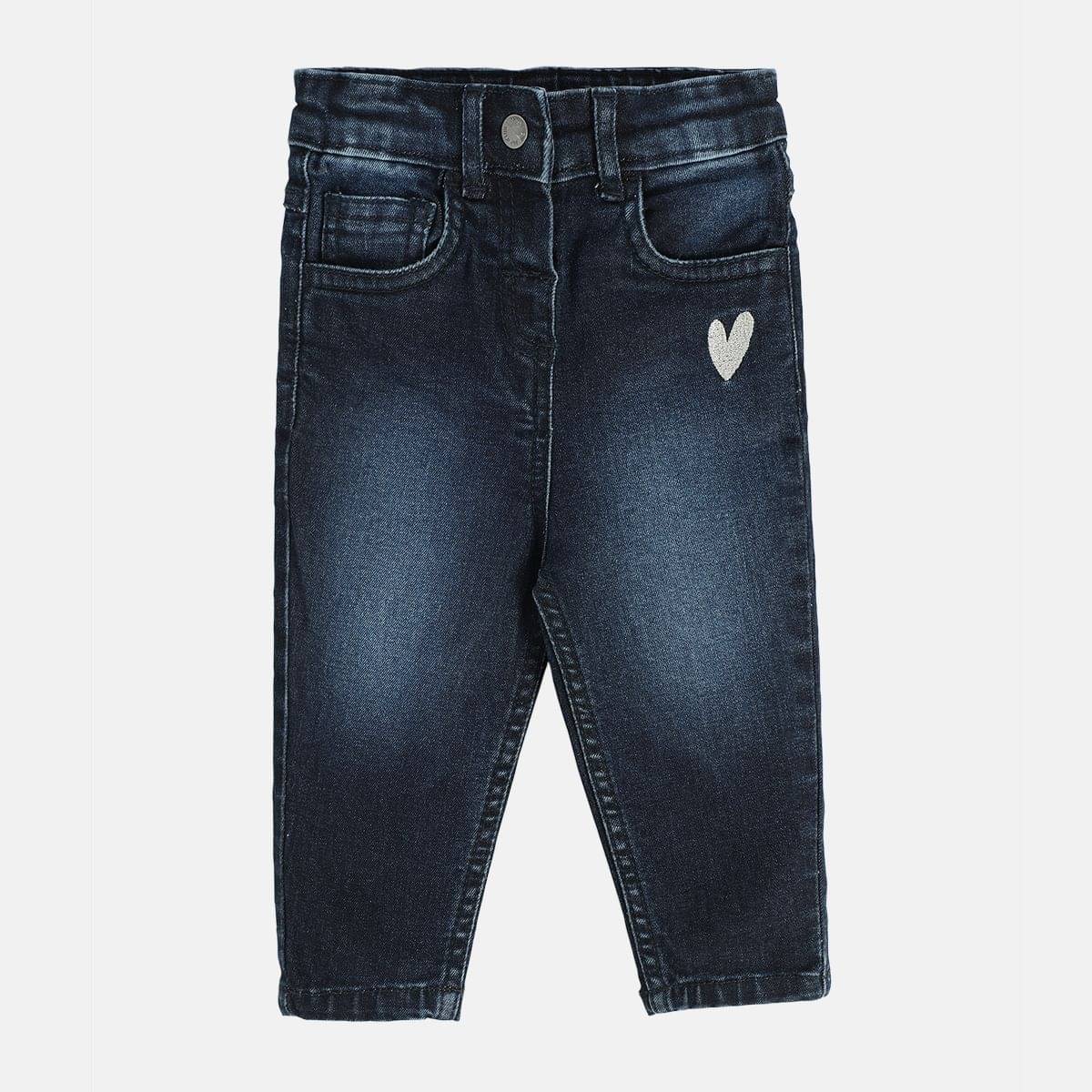     			Miniklub Baby Girls  Full Length Woven Denim Pant (Blue Color)