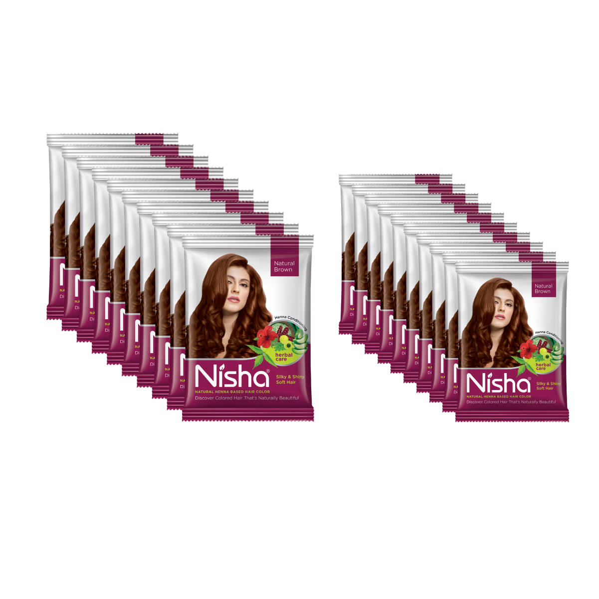 Nisha Henna Based Hair Color Natural Brown Pack of 20 (10 Unit 25gm & 10 Unit 15gm), Henna Powder Hair Color Dye Brown Nisha Henna Based Hair Color Natural Brown Pack of 20 (10 Unit 25gm & 10 Unit 15gm), Henna Powder Hair Color Dye Brown