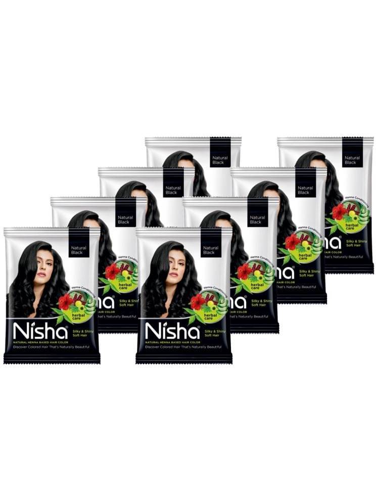 Nisha Henna Based Hair Color Natural Black 25gm Pack of 8, Ammonia Free Black Hair Colour Nisha Henna Based Hair Color Natural Black 25gm Pack of 8, Ammonia Free Black Hair Colour
