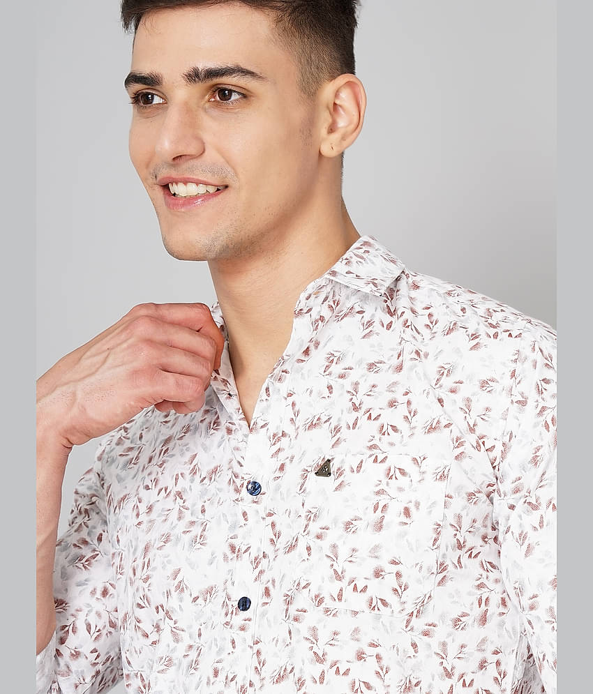 Paul Street 100% Cotton Slim Fit Printed Full Sleeves Men's Casual Shirt - Brown ( Pack of 1 )