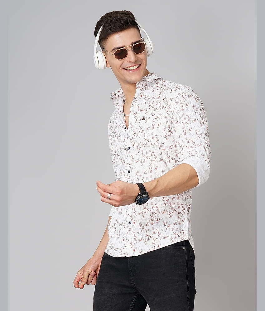 Paul Street 100% Cotton Slim Fit Printed Full Sleeves Men's Casual Shirt - Brown ( Pack of 1 )