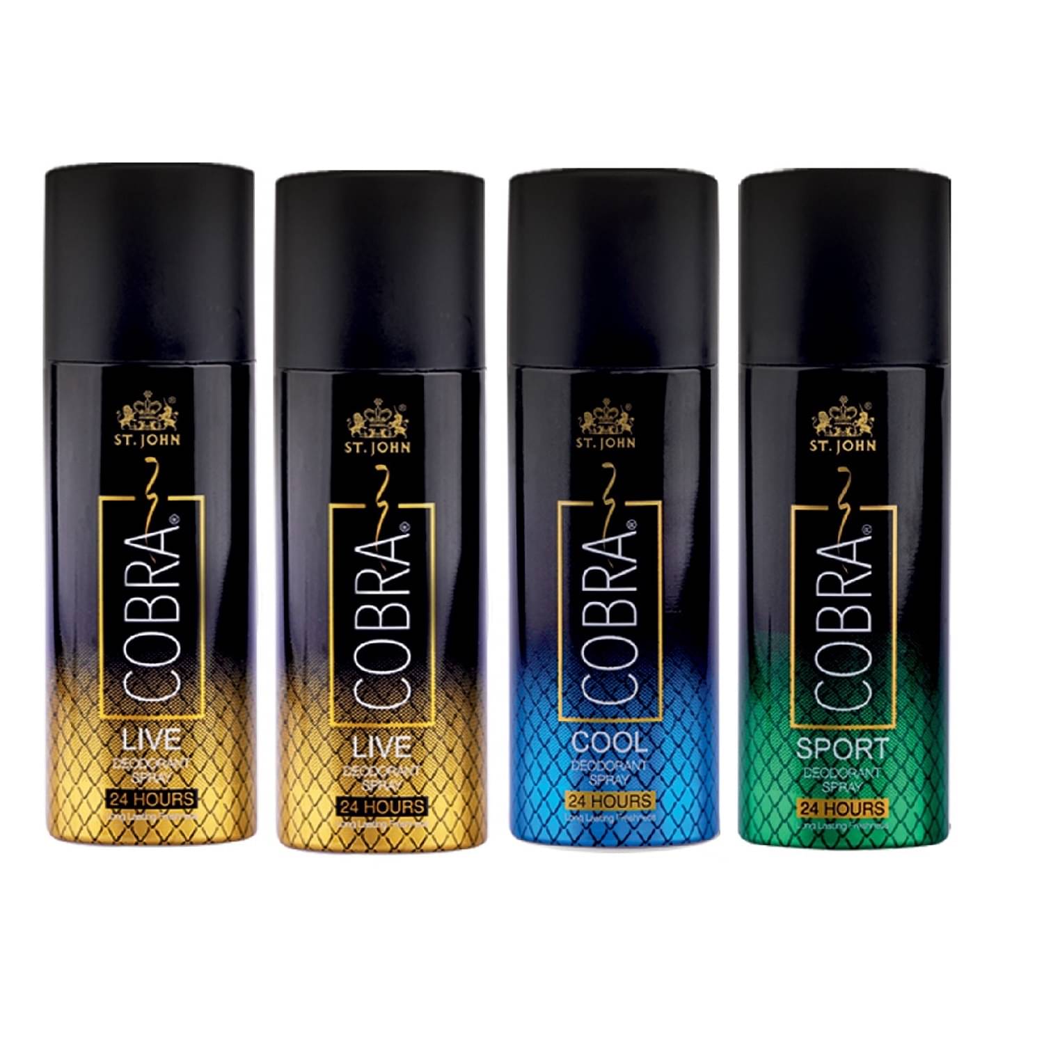     			St. John Live 50ml*2,Cool & Live 50ml Each, Cobra Deodorant Spray for Men 50 ml ( Pack of 4 )