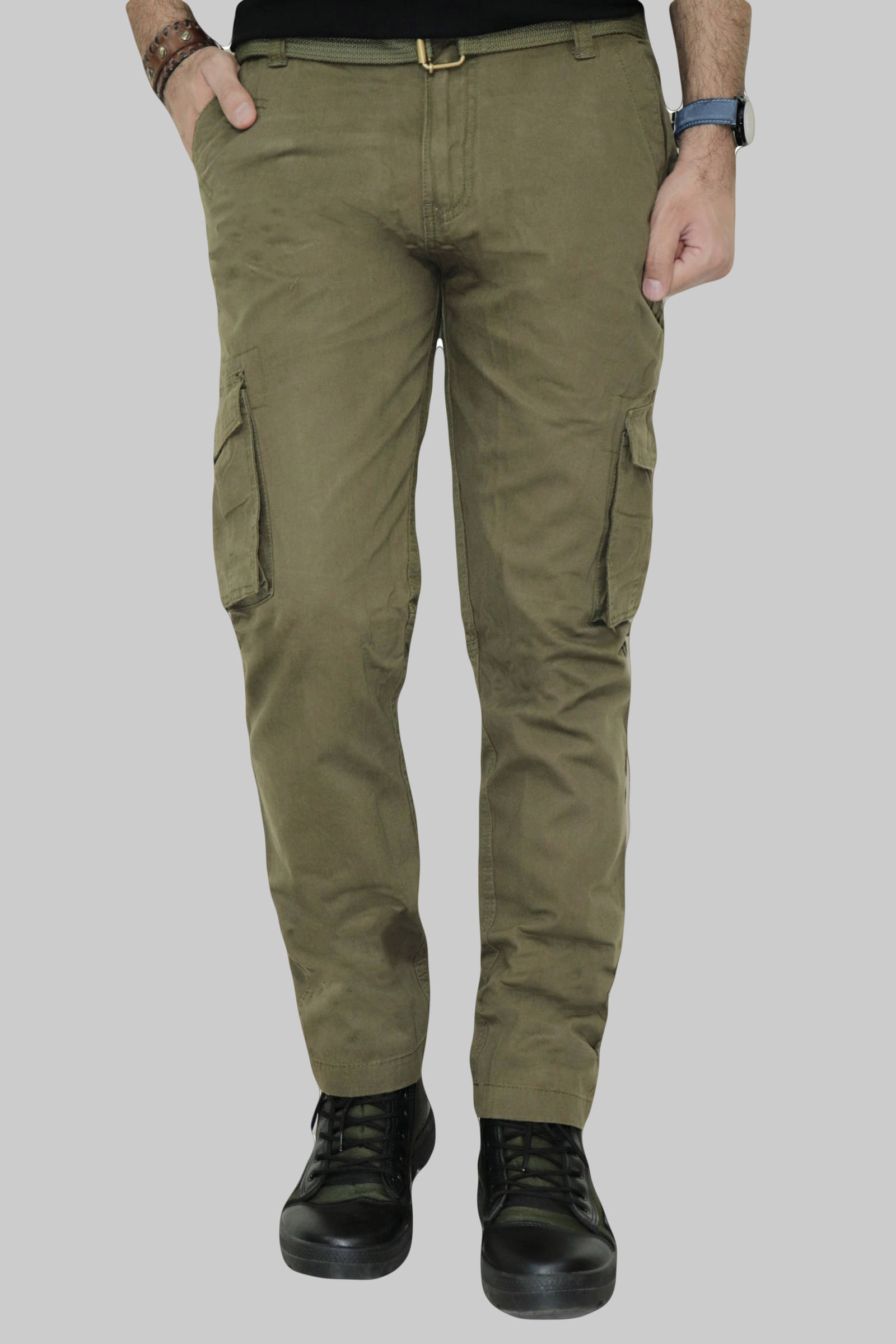     			WARBURG Regular Flat Men's Cargos - Light Green ( Pack of 1 )