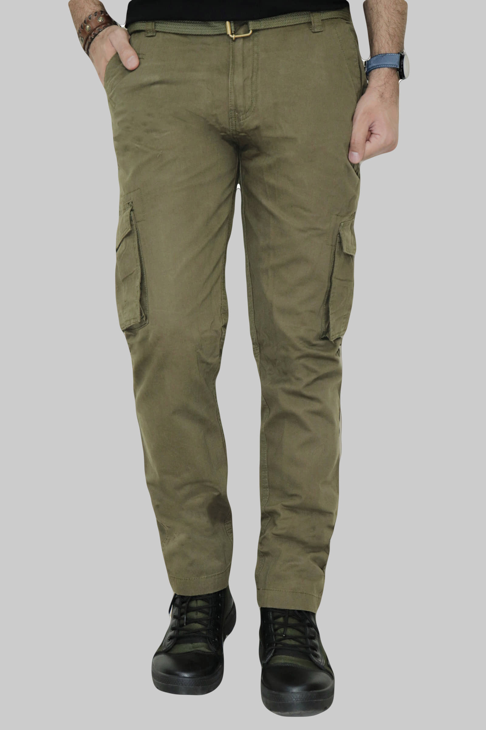 WARBURG Regular Flat Men's Cargos - Light Green ( Pack of 1 ) - Trousers | Buy online on ZillyBuy
