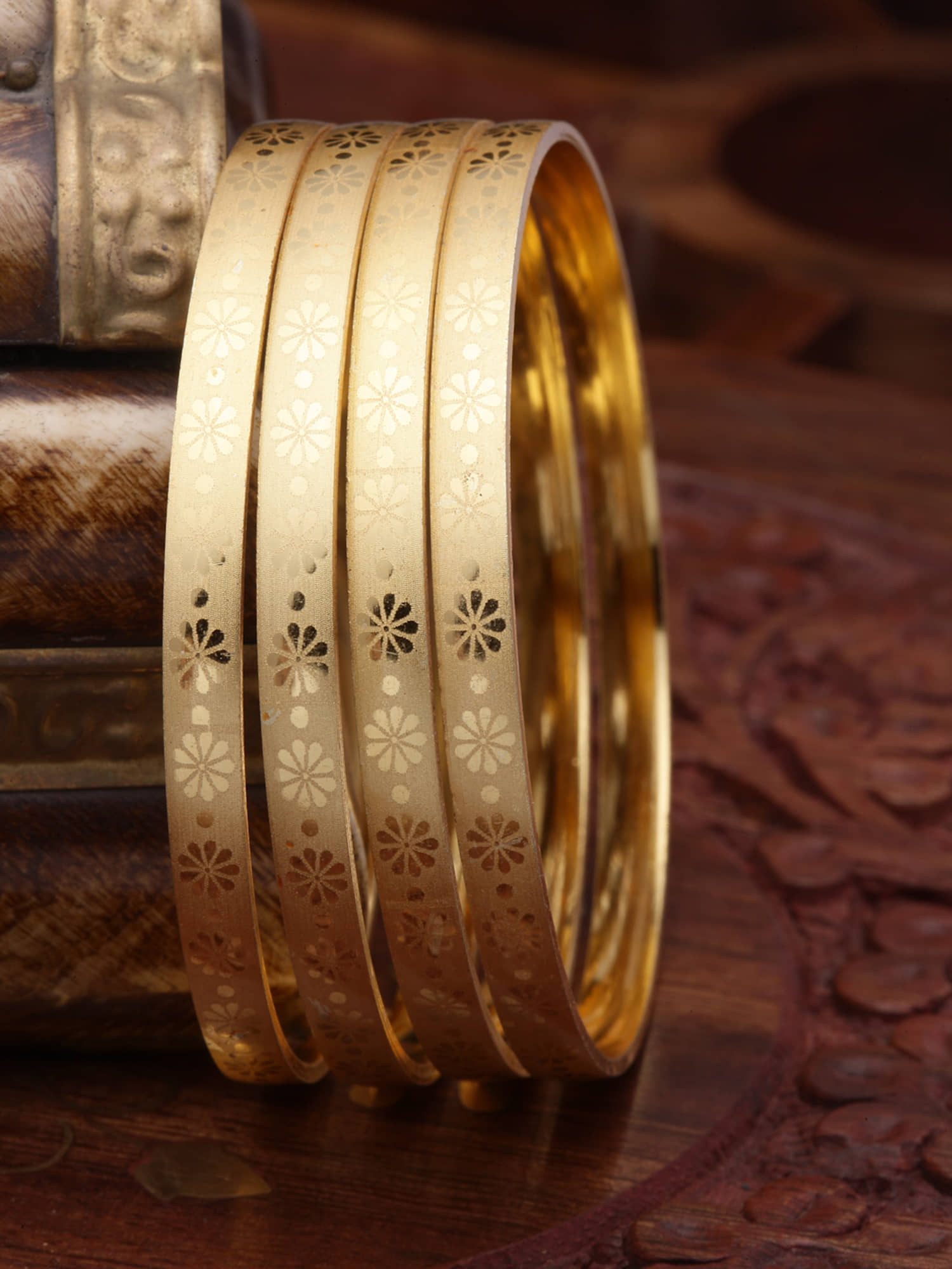 Zeneme Gold Bangle ( Pack of 4 ) - Bangles & Bracelets | Buy online on ZillyBuy