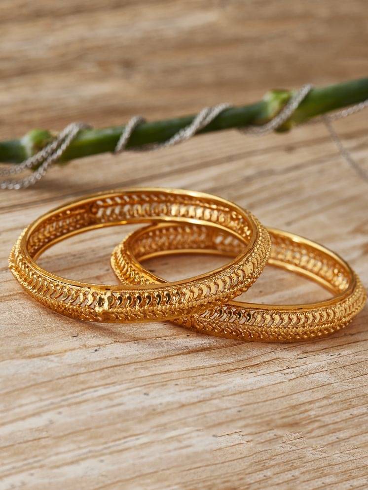     			Zeneme Gold Bangle Set ( Pack of 2 )