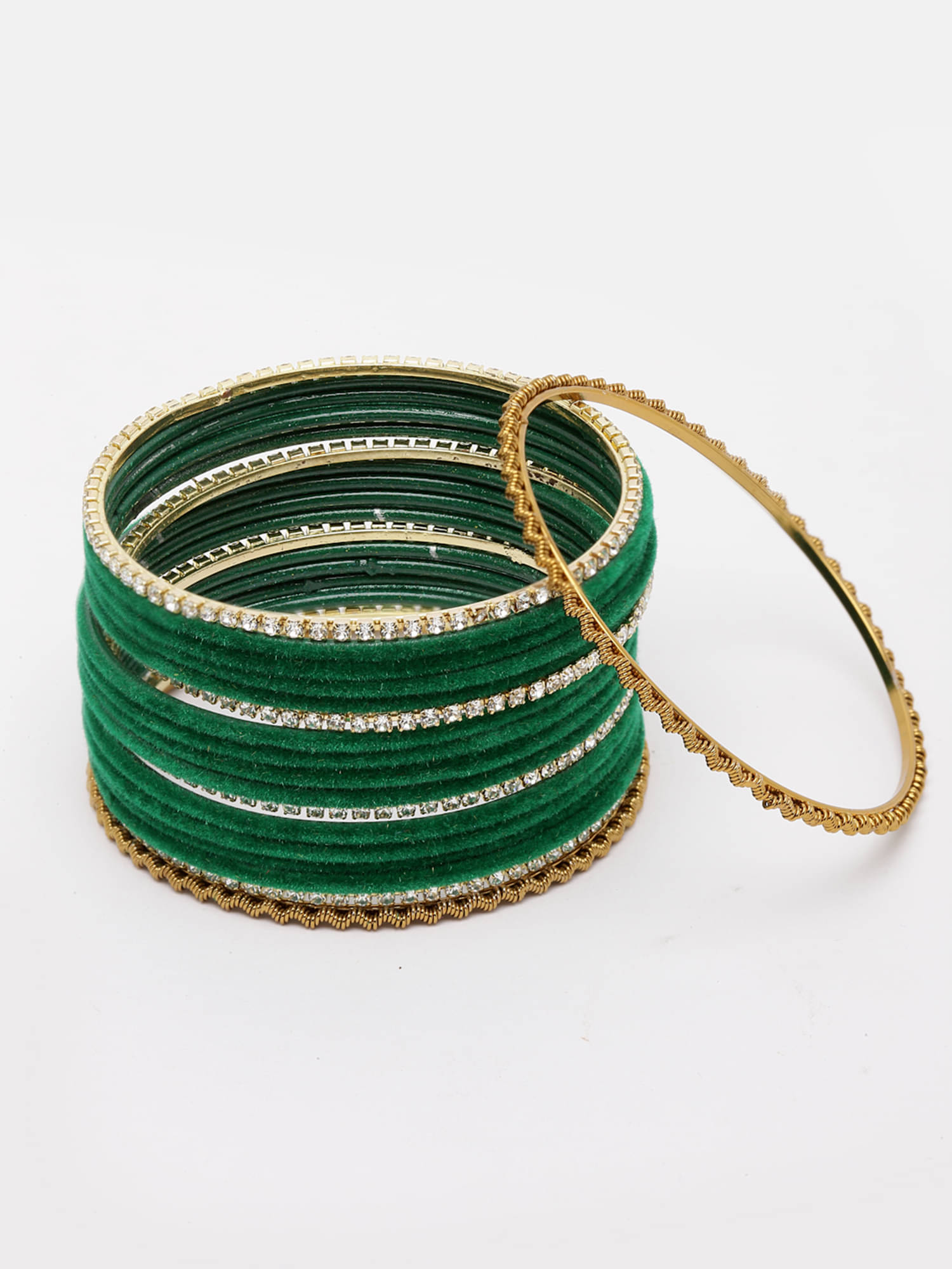     			Zeneme Green Bangle Set ( Pack of 9 )