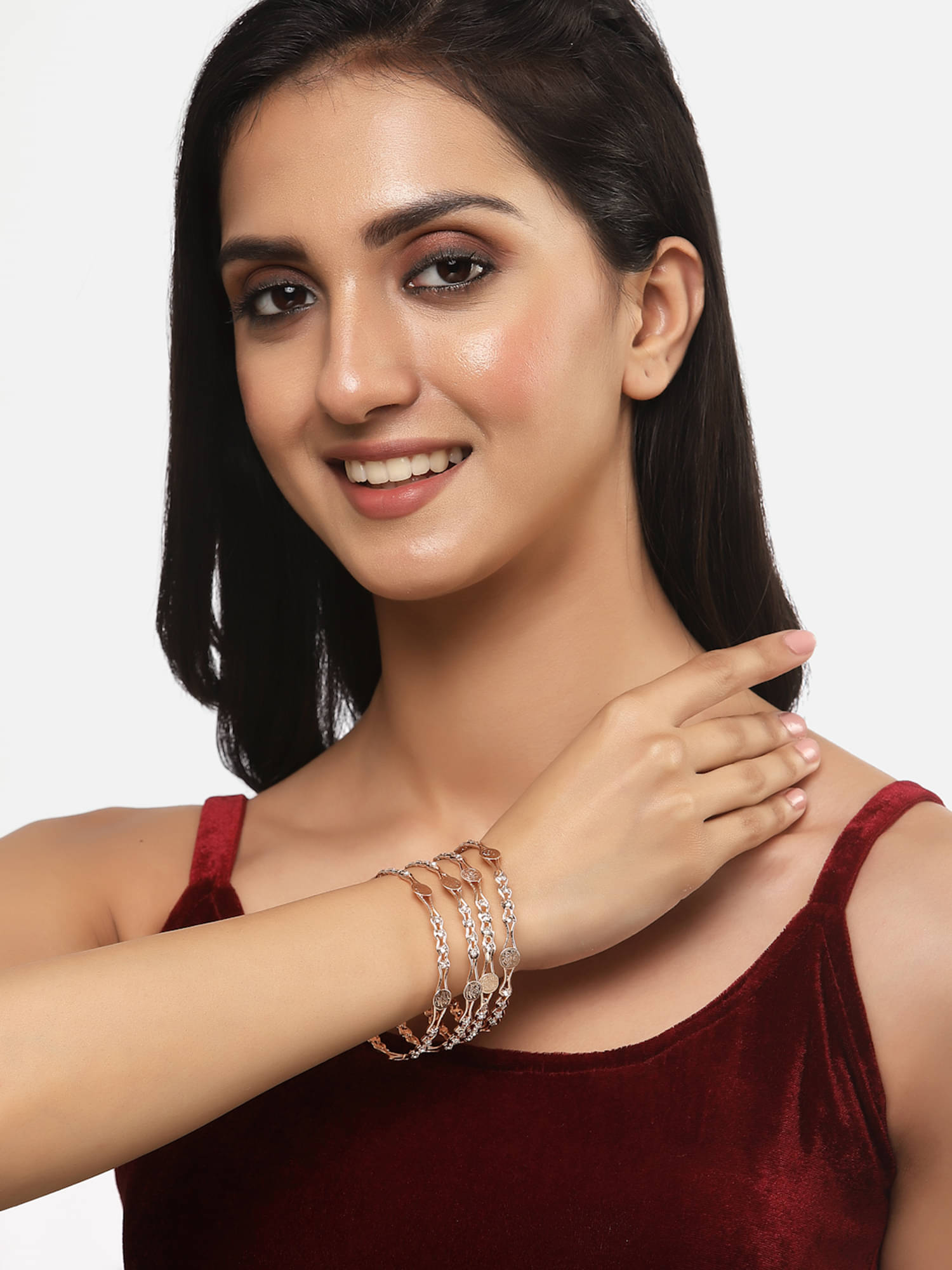 Zeneme Rose Gold Bangle ( Pack of 4 ) Zeneme Rose Gold Bangle ( Pack of 4 )