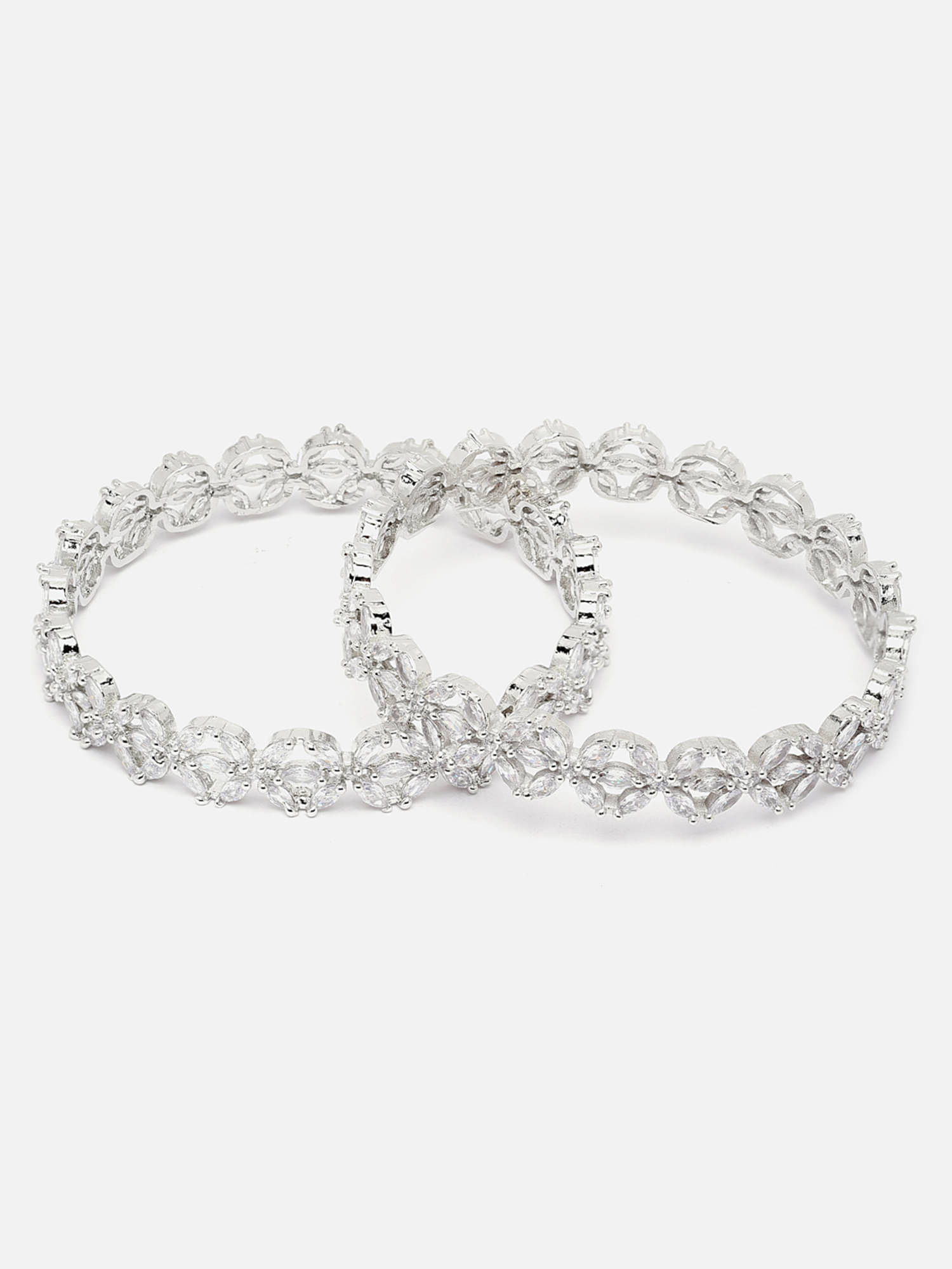     			Zeneme Silver Bangle ( Pack of 2 )