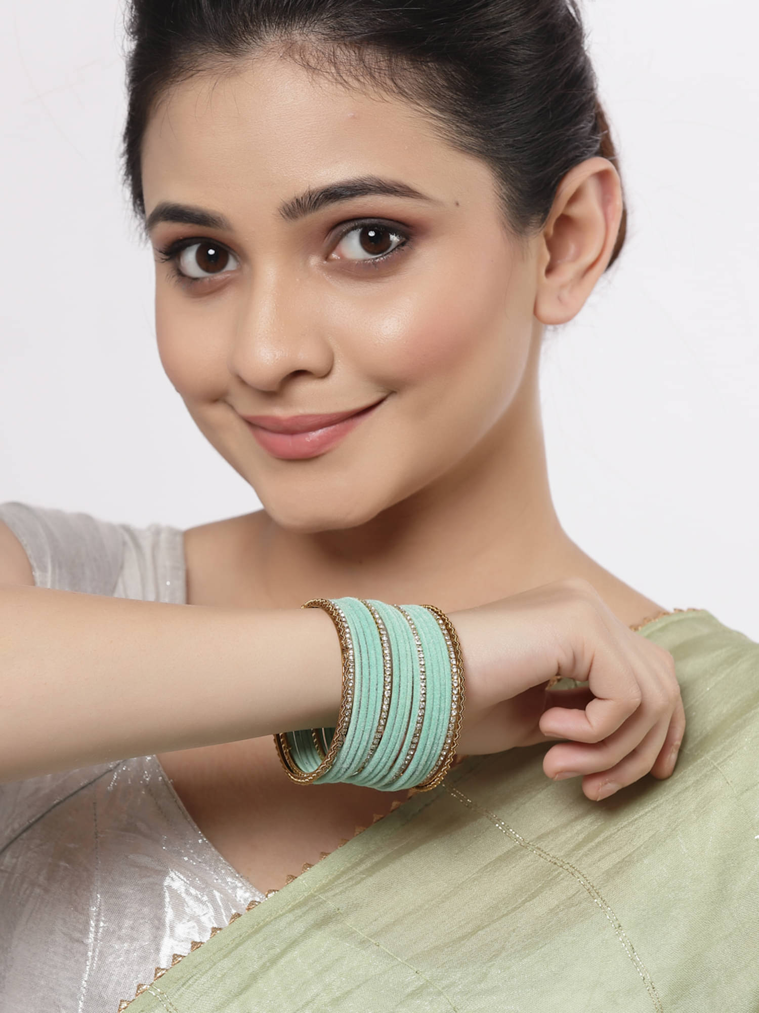 Zeneme Turquoise Bangle Set ( Pack of 9 ) Zeneme Turquoise Bangle Set ( Pack of 9 )