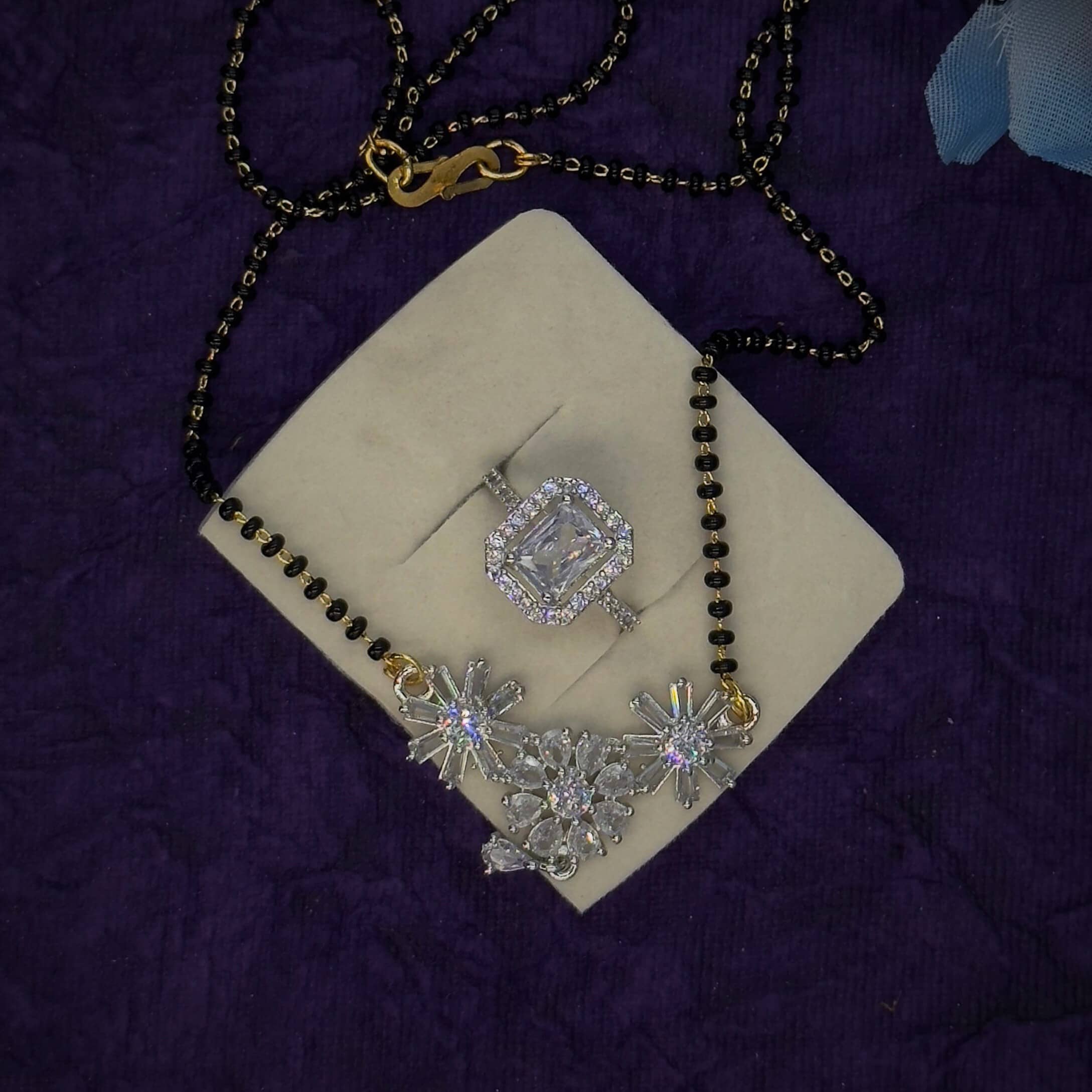 AKLINA White Mangalsutra Set ( Pack of 2 )