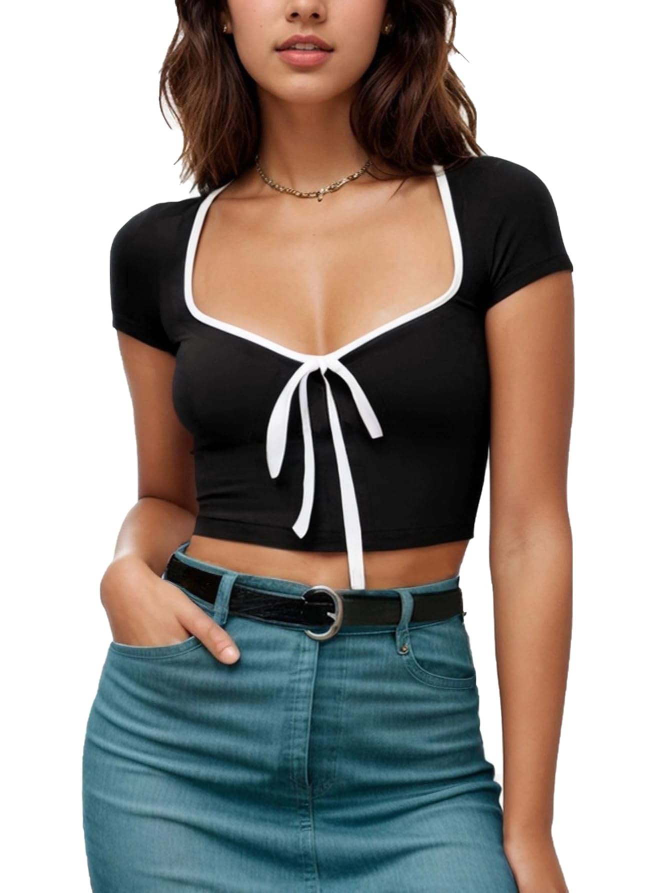 Aahwan Women's Polyester Crop Top ( Black ) Aahwan Women's Polyester Crop Top ( Black )