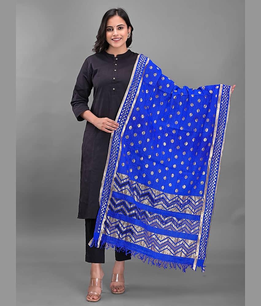 Anjaneya Creations Blue Silk Women's Dupatta - ( Pack of 1 ) - Dupattas & Shawls | Buy online on ZillyBuy