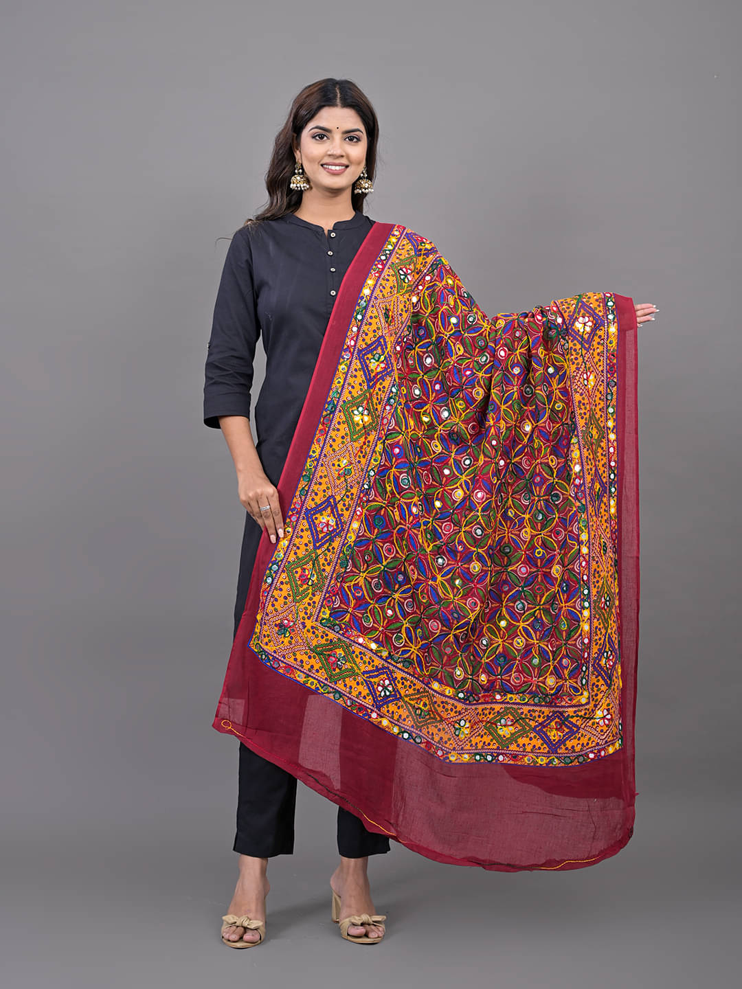 Apartim Maroon Cotton Women's Dupatta - ( Pack of 1 )     			Apartim Maroon Cotton Women's Dupatta - ( Pack of 1 )