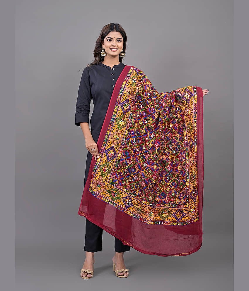 Apartim Maroon Cotton Women's Dupatta - ( Pack of 1 ) - Dupattas & Shawls | Buy online on ZillyBuy