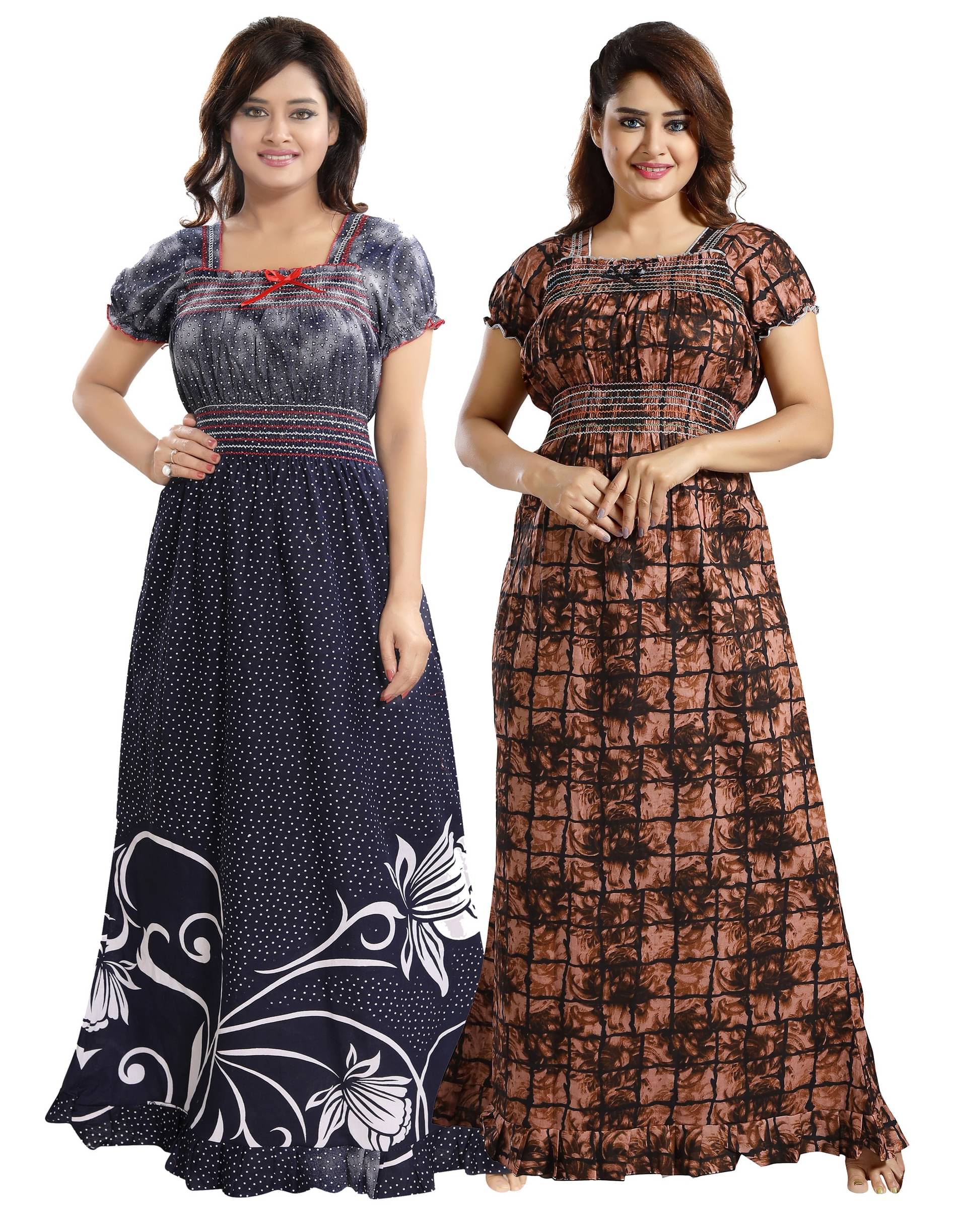     			Cinco Multicolor Cotton Blend Women's Nightwear Nighty & Night Gowns ( Pack of 2 )