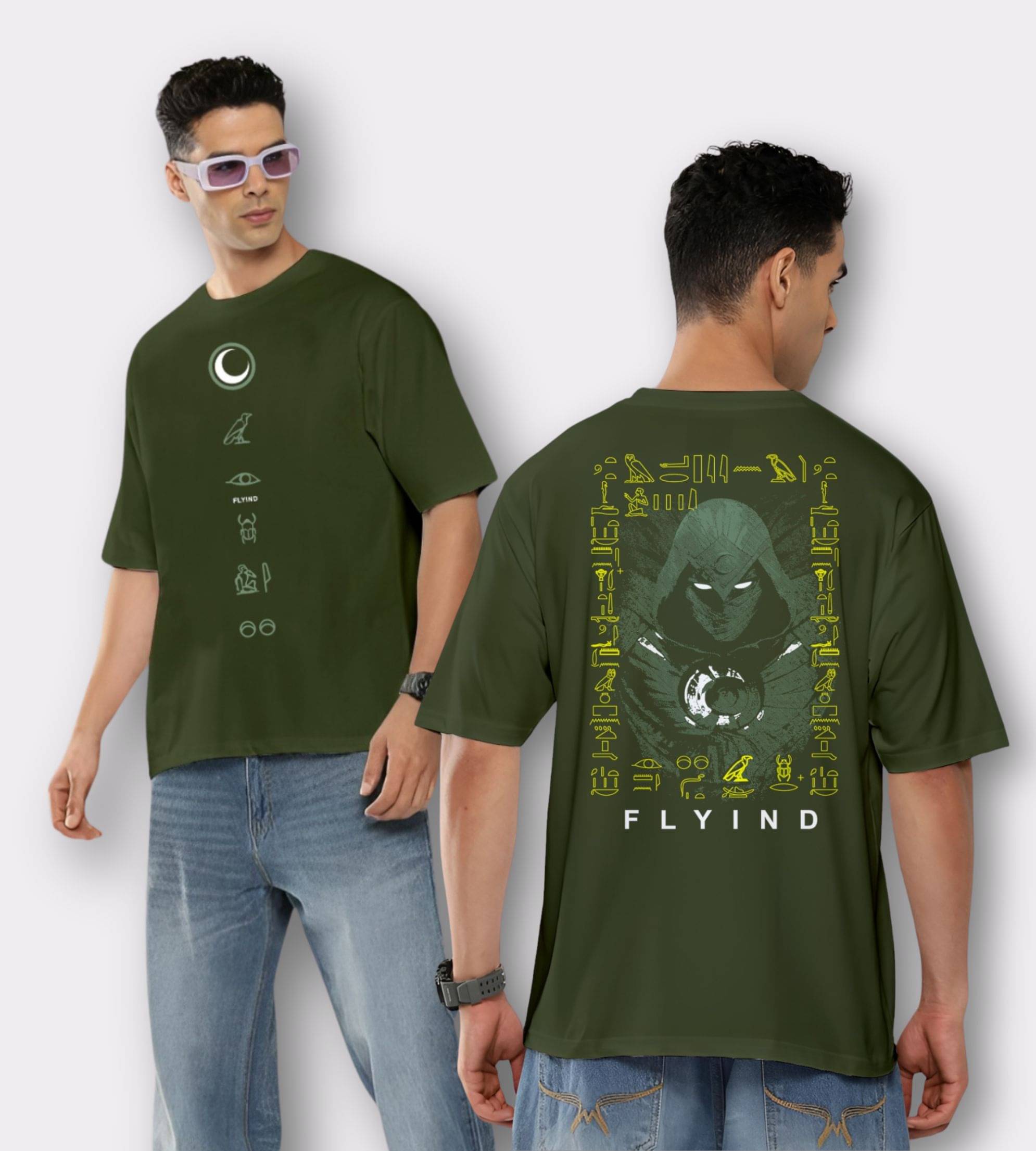     			FLYIND VOGUE OUTFIT Pack of 1 Cotton Oversized Fit Men's T-Shirt ( Olive )