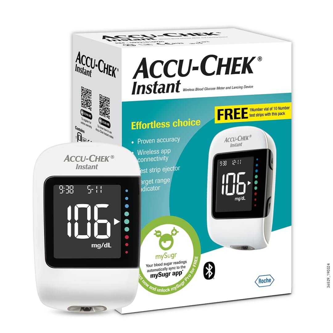 Accu-Chek Instant Blood Glucose Glucometer with Vial of 10 Strips, 10 Lancets & Lancing Device Accu-Chek Instant Blood Glucose Glucometer with Vial of 10 Strips, 10 Lancets & Lancing Device