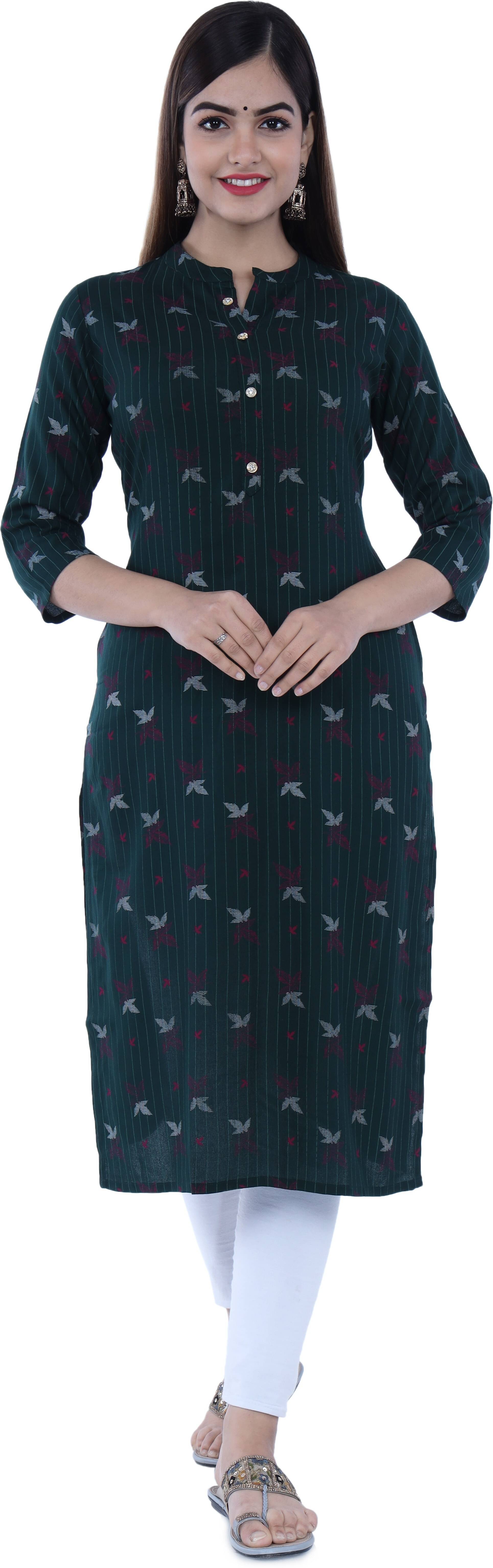 GlowWorld Viscose Blend Printed Straight Women's Kurti - Green ( Pack of 1 ) GlowWorld Viscose Blend Printed Straight Women's Kurti - Green ( Pack of 1 )