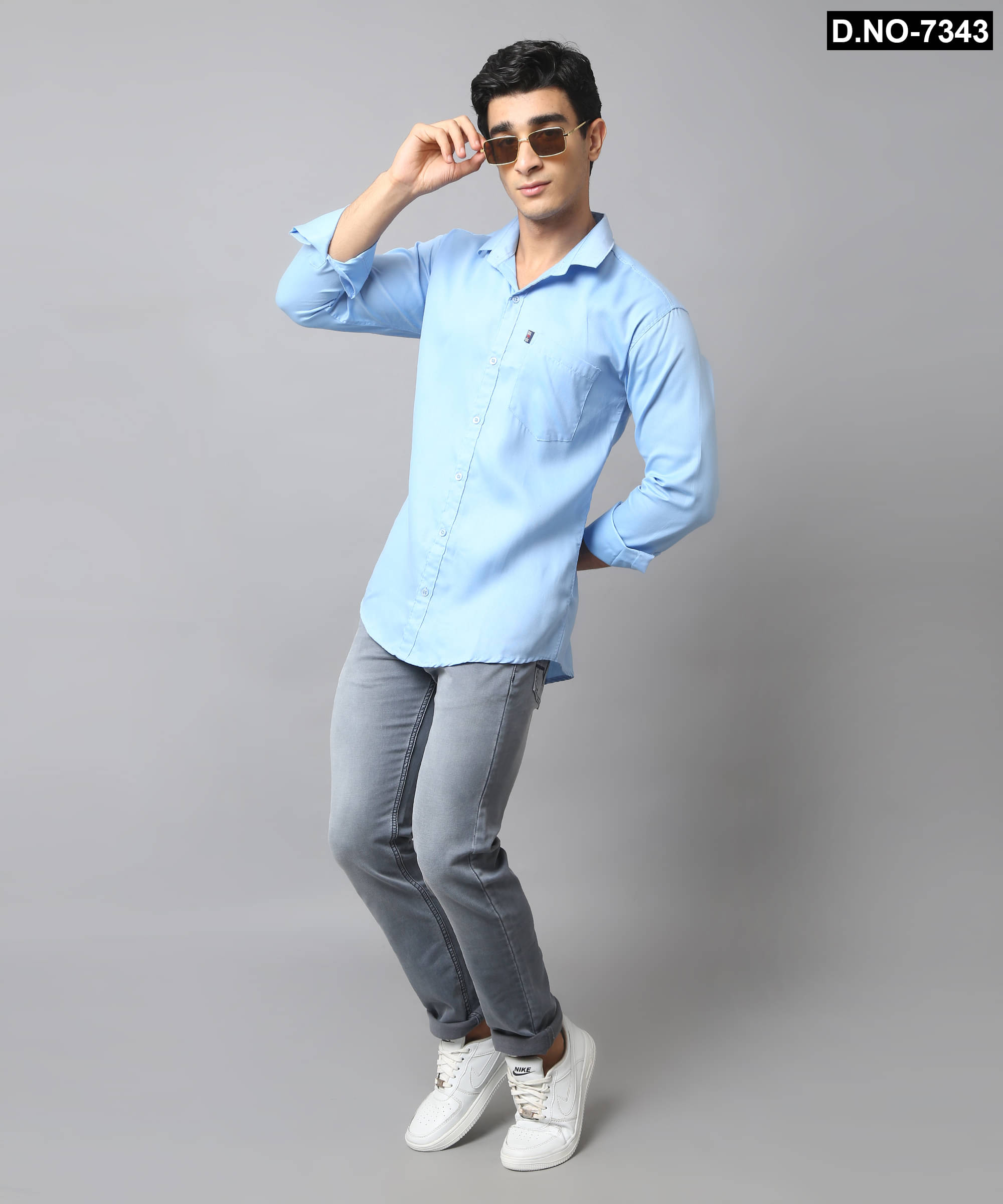 NEW-18 100% Cotton Regular Fit Solids Full Sleeves Men's Casual Shirt - Light Blue ( Pack of 1 ) NEW-18 100% Cotton Regular Fit Solids Full Sleeves Men's Casual Shirt - Light Blue ( Pack of 1 )