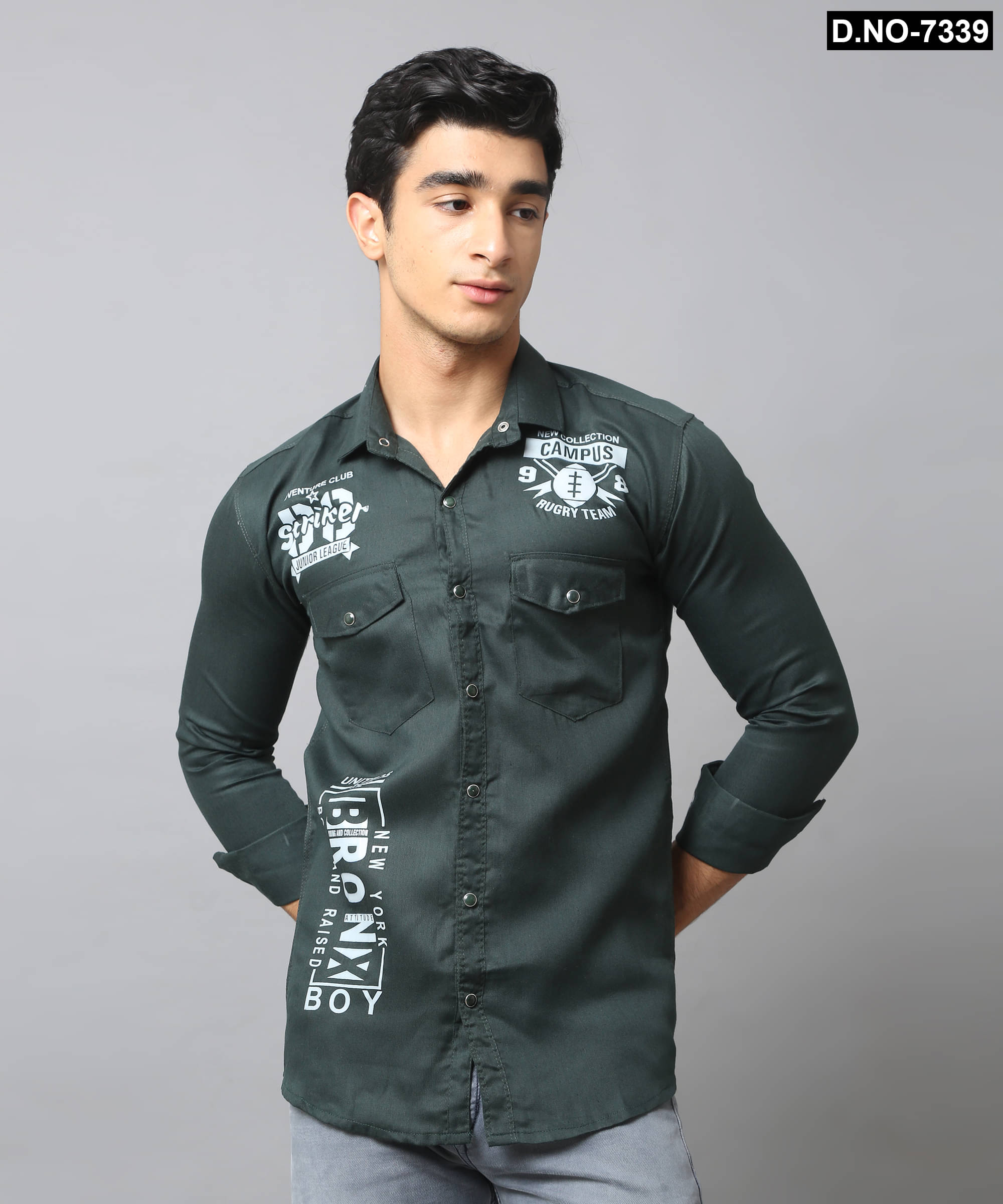     			NEW-18 Cotton Blend Regular Fit Printed Full Sleeves Men's Casual Shirt - Grey ( Pack of 1 )