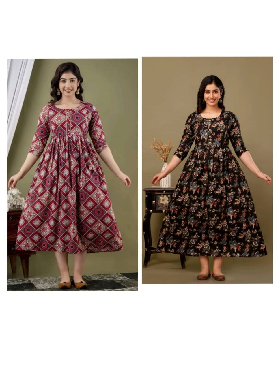 Nevisha Style Multi Color Cotton Maternity Kurta Pack of 2 Nevisha Style Multi Color Cotton Maternity Kurta Pack of 2