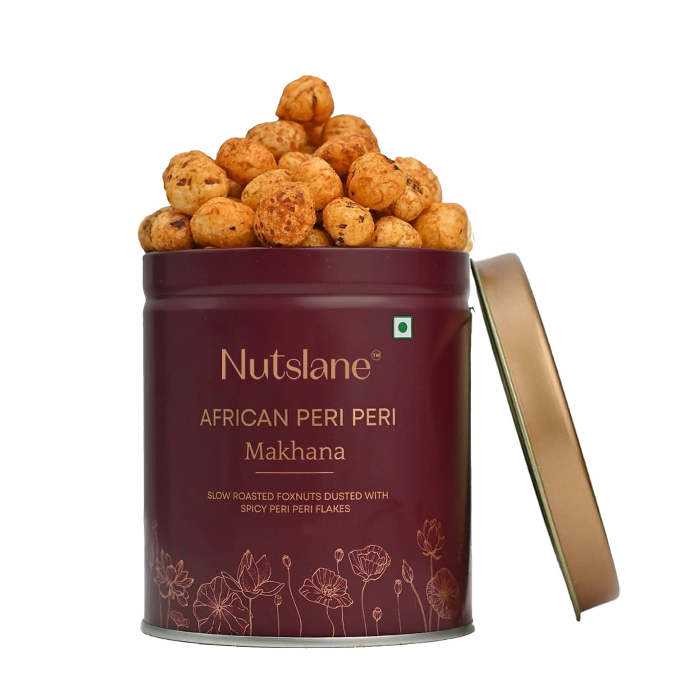 Nutslane African Peri Peri Makhana Spicy flavors of Peri Peri Flakes and Roasted Garlic - 50g Nutslane African Peri Peri Makhana Spicy flavors of Peri Peri Flakes and Roasted Garlic - 50g
