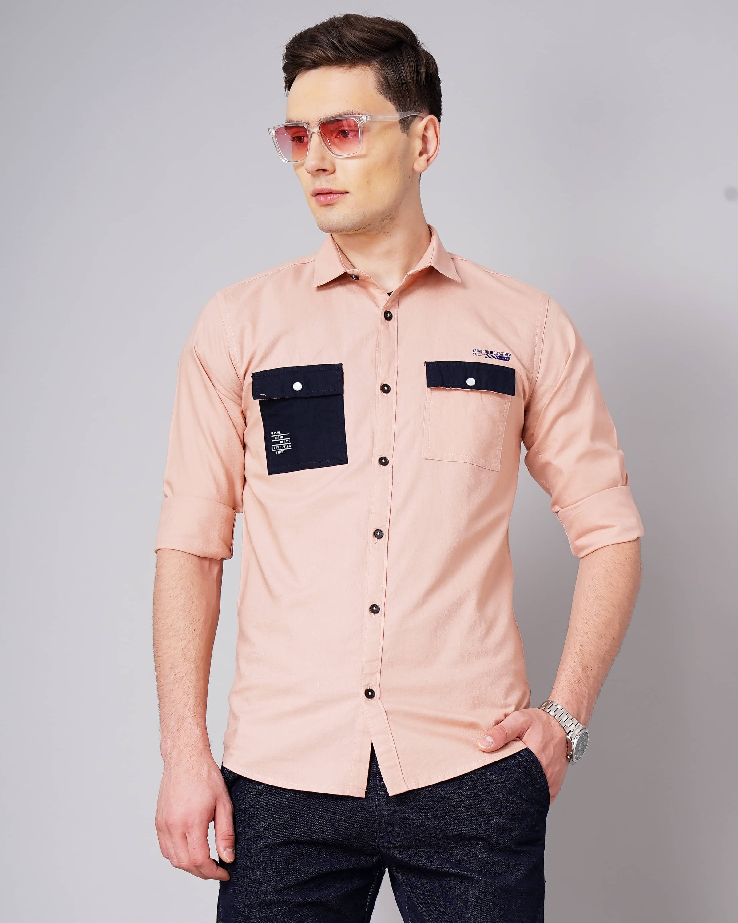     			Paul Street 100% Cotton Slim Fit Solids Full Sleeves Men's Casual Shirt - Pink ( Pack of 1 )